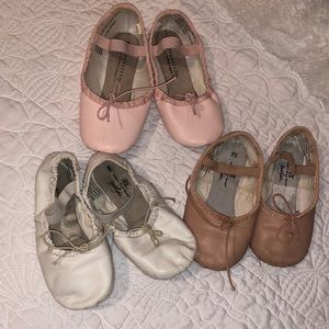 Ballet slippers gently used size 6, 7 1/2, and 10
